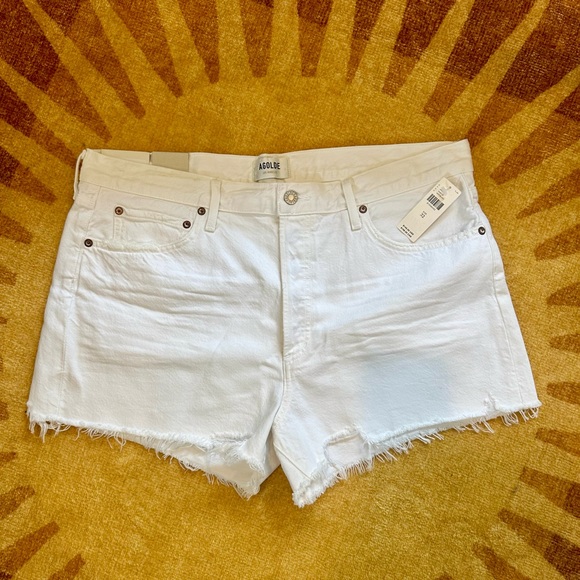 AGOLDE Parker Denim Fray Shorts - Size 32, NWT - Picture 4 of 12